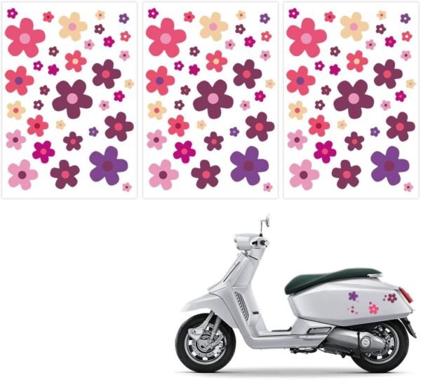 Bicycle Stickers, 105 Flowers Summer Purple Stickers Flowers, Waterproof  Sticker Outdoor for Bicycle, Laptop, Car, Motorcycle, Mobile Phone Notebook (Pack of 3)