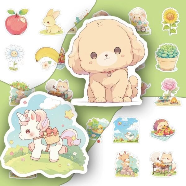 Animal Stickers 50 Pieces Cute Decoration for Car Laptop Skateboard Bicycle Moped Motorcycle Bicycle Computer Suitable for Adults Children Animal Aesthetic Sticker Set