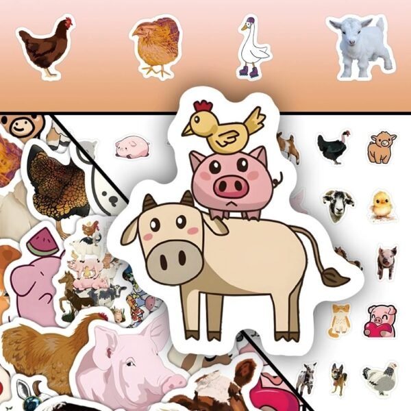 Animal Stickers 50 Pieces Cute Decoration for Car Laptop Skateboard Bicycle Moped Motorcycle Bicycle Computer Suitable for Adults Children Farm Animal Aesthetic Sticker Set