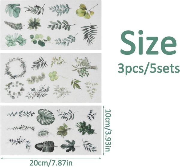 Retro Scrapbooking Sticker Set, Pack of 3 Scrapbook Stickers, 15 Pieces Scrapbooking Plant Stickers, Washi Stickers, Aesthetics Journaling Accessories for Diary, Planner, Notebook, Laptop, Calendar