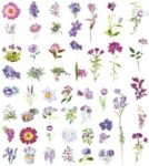 100PCS Cute Flowers Scrapbook Stickers Kit Various Flowers  Transparent Waterproof Stickers Set for Junk Journal Journaling Water Bottles Phone Laptop Decals Pack for Teens Girls Kids Adults