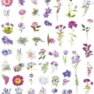 100PCS Cute Flowers Scrapbook Stickers Kit Various Flowers  Transparent Waterproof Stickers Set for Junk Journal Journaling Water Bottles Phone Laptop Decals Pack for Teens Girls Kids Adults