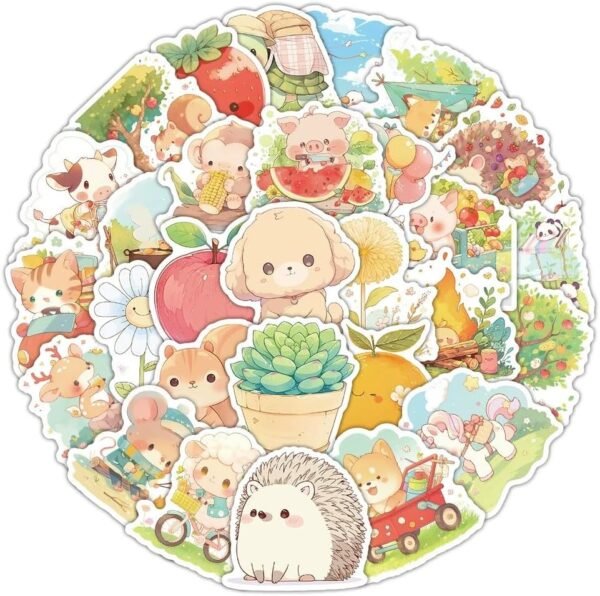 Animal Stickers 50 Pieces Cute Decoration for Car Laptop Skateboard Bicycle Moped Motorcycle Bicycle Computer Suitable for Adults Children Animal Aesthetic Sticker Set