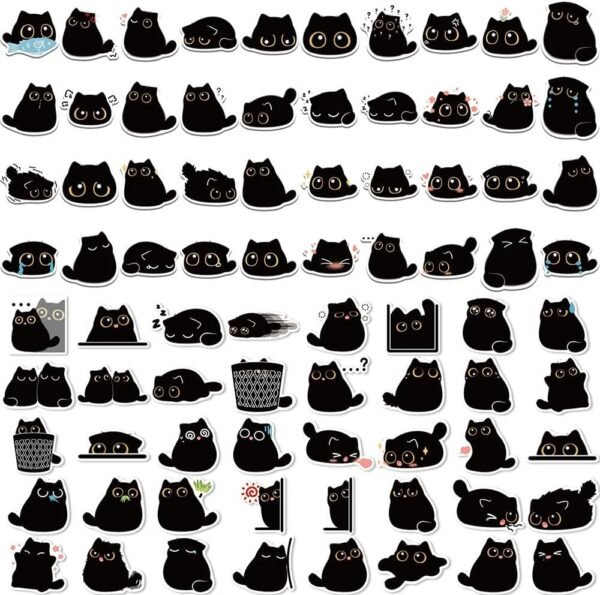 160 Pieces Cute Black Cat Sticker Set Cute Cat Stickers for Laptop Cute Cat Stickers  Waterproof for Water Bottles, Scrapbook, Bike, Notebook,
