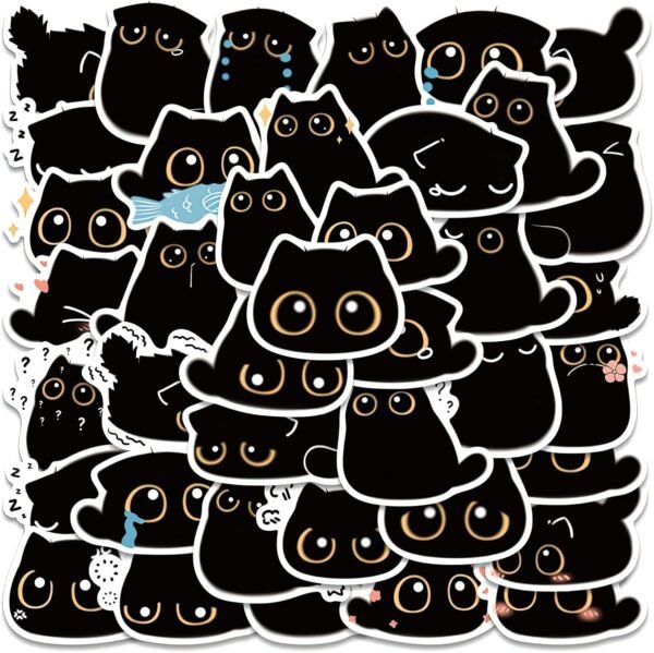 40 Pieces Cute Cat Sticker Decals, Large Stickers, Cute Stickers, Waterproof Vinyl Stickers Decals for Bicycle, Motorcycle, Graffiti, Skateboard, Laptop, Computer, Luggage, Boys and Girls