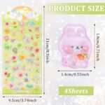 200+ Mini Puffy Stickers Cute for Kids, Small Cute 3D Stickers Cartoon Animal Dessert, 4 Sheets Kawaii Reusable Adorable Tiny Sticker for Phone Case, Notebook, Scrapbooking Decorative