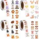 Pack of 2000 Round Animal Stickers, 2.5 cm Children's Animal Reward Stickers, 32 Patterns Animal Sticker Roll, Stickers Children Self-Adhesive, Waterproof Animals Sticker Roll for Scrapbooking,