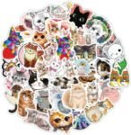 Pack of 80 Cat Sticker Set, Vinyl Stickers, for  Decoration, Scrapbooking, Diary, Photo Album, Calendar, Notebook, Hand Account.
