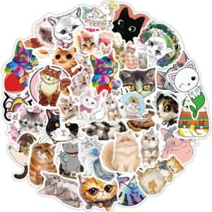 Pack of 80 Cat Sticker Set, Vinyl Stickers, for  Decoration, Scrapbooking, Diary, Photo Album, Calendar, Notebook, Hand Account.