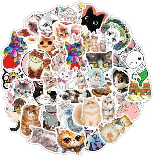 Pack of 80 Cat Sticker Set, Vinyl Stickers, for  Decoration, Scrapbooking, Diary, Photo Album, Calendar, Notebook, Hand Account.
