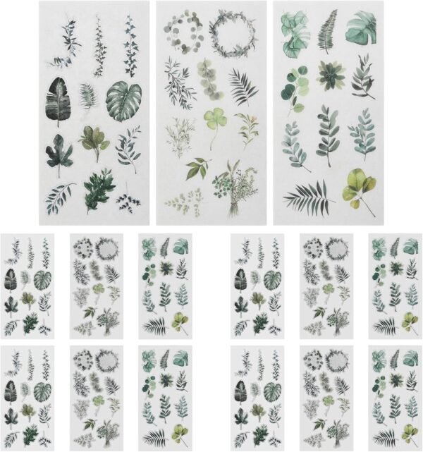Retro Scrapbooking Sticker Set, Pack of 3 Scrapbook Stickers, 15 Pieces Scrapbooking Plant Stickers, Washi Stickers, Aesthetics Journaling Accessories for Diary, Planner, Notebook, Laptop, Calendar