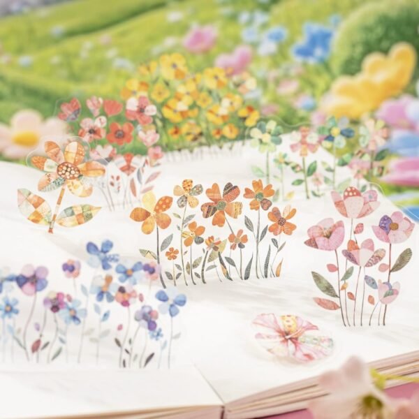 90PCS Lovely Flowers Scrapbook Stickers Kit Floral  Transparent Waterproof Stickers Set for Junk Journal Journaling Water Bottles Phone Laptop Decals Pack for Teens Girls Kids Adults