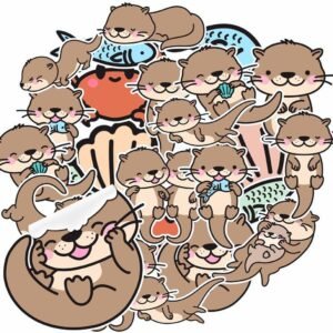 20-Piece Adorable Otter Stickers Set - Durable Waterproof Vinyl Decals for Laptops, Water Bottles, Notebooks - Perfect for Animal Lovers