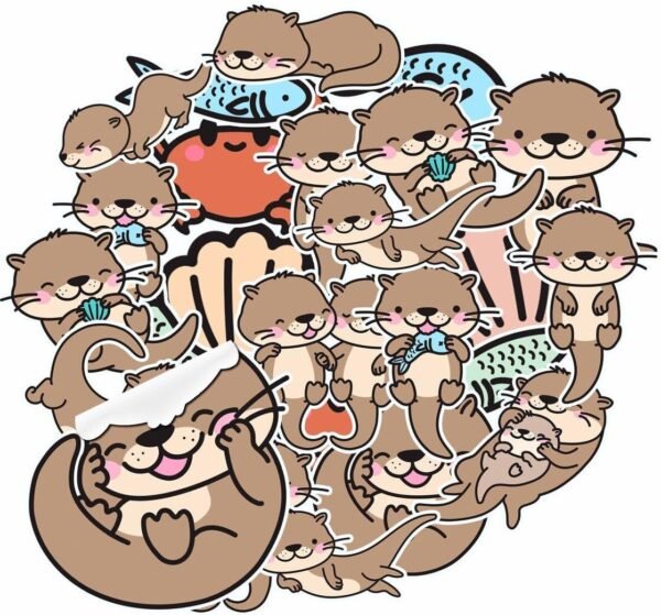 20-Piece Adorable Otter Stickers Set - Durable Waterproof Vinyl Decals for Laptops, Water Bottles, Notebooks - Perfect for Animal Lovers
