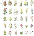 Floral Washi Planner Sticker, Decorative Adhesive Sticker, Craft Scrapbooking Sticker Set for Diary, Album, Notebook, Journal, 60 PCS (Flower)