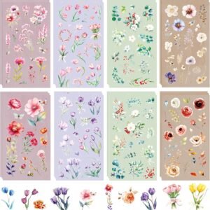24 Sheets of Aesthetic Stickers, Vintage Stickers, Flower Sticker Set, Stickers for  Scrapbook Accessories, Photo Album, Diary, Notebook, Scrapbooking