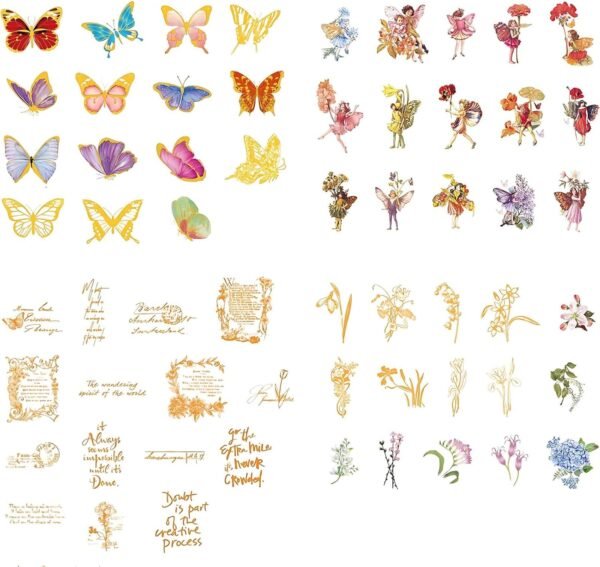 Scrapbooking Stickers, 120 Pieces Vintage Scrapbooking Sticker Set, Waterproof Clear Fairies Scrapbook Stickers, for  Photo Album, Diary Notebook, Scrapbook Supplies