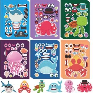Pack of 24 Sea Animals Sticker Set,  Stickers, Waterproof Vinyl Stickers Set for Water Bottles, Bicycle, Scooter, Helmet, Notebook, Birthday Day, Sea Animals Stickers for Party Bags