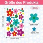 Flower Sticker Set Multicoloured Stickers, 2 Sheets 35 Flowers Multicoloured Flower Power Stickers, Waterproof Sticker Decoration for Scooter, Bicycle, Notebook, Laptop, Mobile Phone, Car Sticker