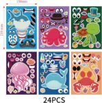 Pack of 24 Sea Animals Sticker Set,  Stickers, Waterproof Vinyl Stickers Set for Water Bottles, Bicycle, Scooter, Helmet, Notebook, Birthday Day, Sea Animals Stickers for Party Bags