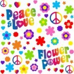 Sticker Set Flower-Power I Peace and Love Colourful I Sheet Size  A4 I Sticker for Bicycle Notebook Laptop Mobile Phone Car Sticker Weatherproof I kfz_711