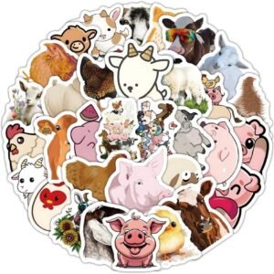 Animal Stickers 50 Pieces Cute Decoration for Car Laptop Skateboard Bicycle Moped Motorcycle Bicycle Computer Suitable for Adults Children Farm Animal Aesthetic Sticker Set