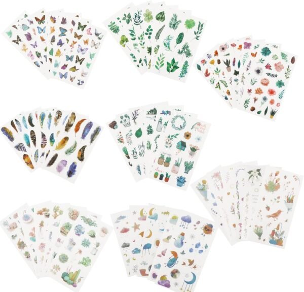Scrapbook Stickers,Flower Aesthetic Planner Stickers Adhesive Plant Flowers Leaves Animal Stickers Decorative Stickers for Laptop Envelop Journaling Scrapbook  Crafts Notebook, Album