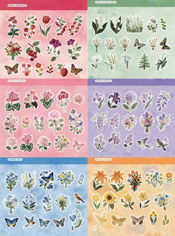 90 PCS Flower Fruit Scrapbook Stickers Kit Flower  Transparent Waterproof Stickers Set for Junk Journal Journaling Water Bottles Phone Laptop Decals Pack for Teens Girls Kids Adults