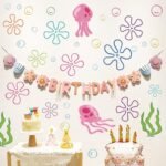 Flowers and Bubble Wall Stickers-156Pcs, Undersea Birthday Party Tearable Color Bubble Stickers, Decorating Bathroom,Windows, Classroom, Room, Notebook (30x20cm, 6 Sheets) Each,Static Cling,Removable