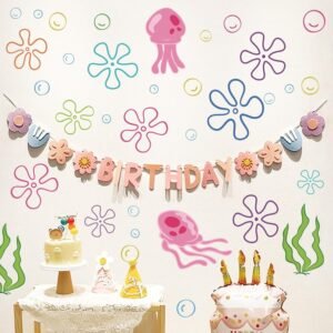 Flowers and Bubble Wall Stickers-156Pcs, Undersea Birthday Party Tearable Color Bubble Stickers, Decorating Bathroom,Windows, Classroom, Room, Notebook (30x20cm, 6 Sheets) Each,Static Cling,Removable