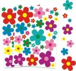 Flower Sticker Set Multicoloured Stickers, 2 Sheets 35 Flowers Multicoloured Flower Power Stickers, Waterproof Sticker Decoration for Scooter, Bicycle, Notebook, Laptop, Mobile Phone, Car Sticker