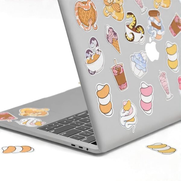 Mertak - 17 PCS - Sticker Pack for Laptop Snakes for Notebook Cute for Luggage Set for Water Bottle for Kids Ball Python Kawaii Vinyl for Scrapbooking Food Waterproof Pie Decals for Planner