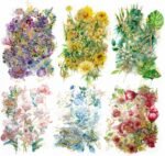 Gold Foil Flower Stickers Set,Waterproof Transparent Die-Cut Stickers Botanical Sticker for Scrapbooking Junk Journal Supplies Bullet Journals Planner Collage Laptop Crafts Bottle Card (240)