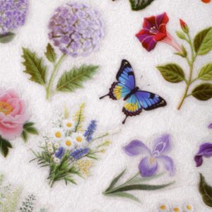 90 PCS Flower Fruit Scrapbook Stickers Kit Flower  Transparent Waterproof Stickers Set for Junk Journal Journaling Water Bottles Phone Laptop Decals Pack for Teens Girls Kids Adults