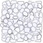 90 PCS Blank Bubble Sticker Paper Labels Cute Cloud Sticker Notes to Write on Decorative Dialog Box Assorted Shape Self-Stick Memo Pads Set for Diary, Planner, Scrapbook, Album, Notebook