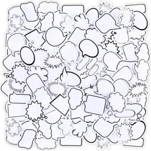 90 PCS Blank Bubble Sticker Paper Labels Cute Cloud Sticker Notes to Write on Decorative Dialog Box Assorted Shape Self-Stick Memo Pads Set for Diary, Planner, Scrapbook, Album, Notebook