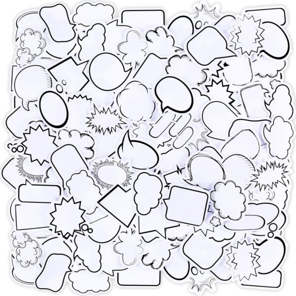 90 PCS Blank Bubble Sticker Paper Labels Cute Cloud Sticker Notes to Write on Decorative Dialog Box Assorted Shape Self-Stick Memo Pads Set for Diary, Planner, Scrapbook, Album, Notebook