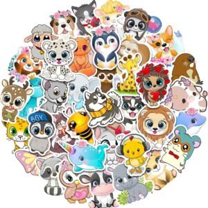 Water Bottle Stickers for Kids 50 Pack Waterproof Vinyl Stickers Animal Laptop Skateboard Stickers