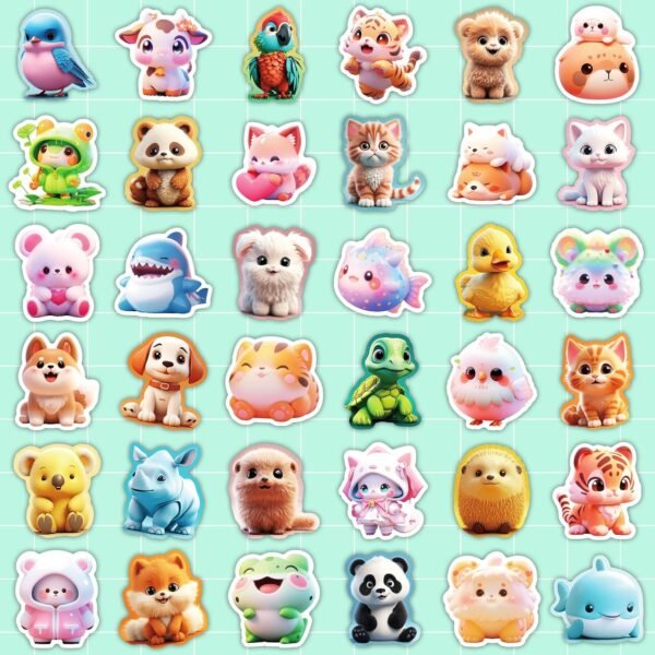100 PCS Cute Animal Stickers for Kids,Kawaii Stickers for Girls Boys,Waterproof Vinyl Stickers for Water Bottle Laptop Notebook
