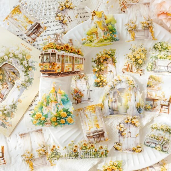 Scrapbooking Sticker Set, 180 Pieces, Flower Garden Theme Stickers,  Calendar Book Accessories, Stickers for Aesthetic Scrapbook, Photo Album, Diary, Calendar, Notebook, Album,