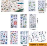 48 Sheets 860 Non-Repeating Watercolor Green Plant Scrapbook Sticker Set Scrapbooking Washi Planner Sticker Self Adhesive Decorative Sticker for  Laptop Journaling Diary Album Art Craft