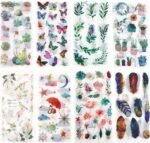 Scrapbook Stickers,Flower Aesthetic Planner Stickers Adhesive Plant Flowers Leaves Animal Stickers Decorative Stickers for Laptop Envelop Journaling Scrapbook  Crafts Notebook, Album