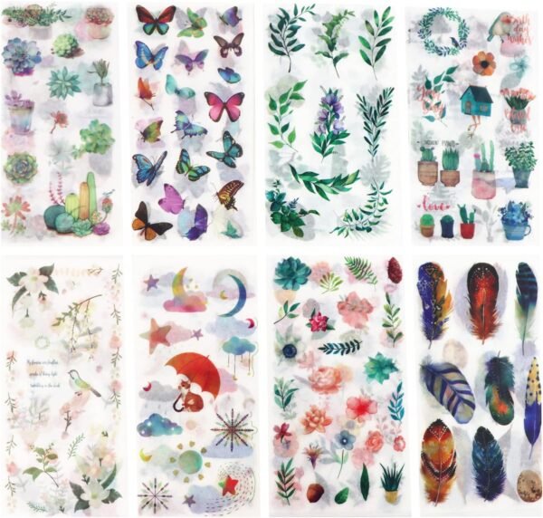 Scrapbook Stickers,Flower Aesthetic Planner Stickers Adhesive Plant Flowers Leaves Animal Stickers Decorative Stickers for Laptop Envelop Journaling Scrapbook  Crafts Notebook, Album