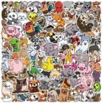 Stickers Animals for Children, Pack of 100 Waterproof Vinyl Sticker Set, Funny Stickers for Laptop, Mobile Phone, Notebooks and More, Gift Idea for Children