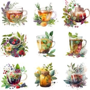 90 Pcs Tea Set Four Seasons Sticker Book for Journaling Notebooks, Sketchbook, Bookmark Making, Junk Journal, Budget Planner, Scrapbook Art Supplies Stickers