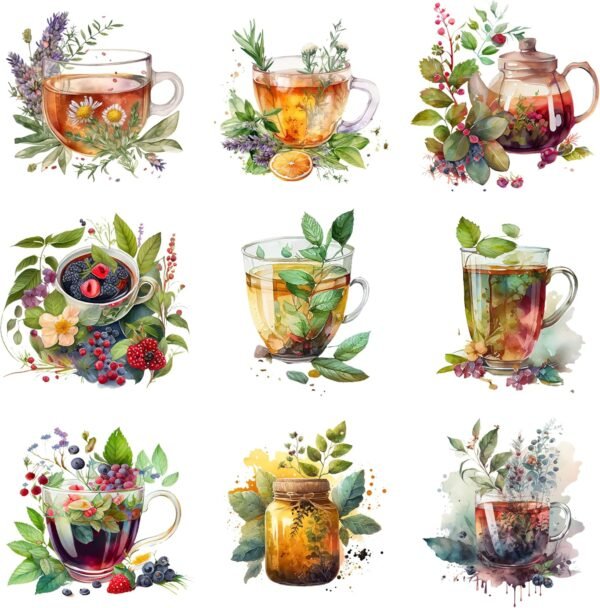 90 Pcs Tea Set Four Seasons Sticker Book for Journaling Notebooks, Sketchbook, Bookmark Making, Junk Journal, Budget Planner, Scrapbook Art Supplies Stickers