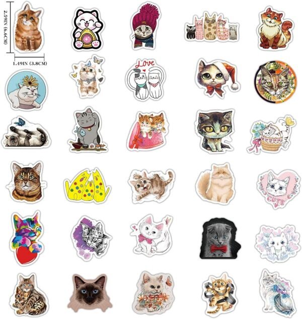 Pack of 80 Cat Sticker Set, Vinyl Stickers, for  Decoration, Scrapbooking, Diary, Photo Album, Calendar, Notebook, Hand Account.