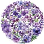Aesthetic Flower Stickers, 50 Pieces, Fantasy Purple Flowers Sticker Set for Journal, Laptop, , Scrapbooking, Motorcycle, , Bicycle, Skateboard, Suitcase, Waterproof, Transparent