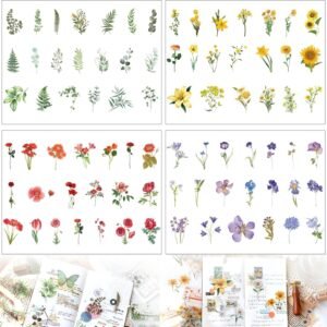 Pack of 160 Plant Stickers Photo Album Leaves Decorative Stickers Scrapbooking Plants Journaling Scrapbooking Stickers Flowers Sticker Set for Photo Album Sticker Book Diary Notebook Calendar