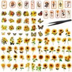 Pack of 180 Stickers Flowers Sunflower Scrapbook Accessories Set Bullet Journal Aesthetic Stickers Transparent  for Photo Album Scrapbook Notebook Diary Laptops  Gift Wrapping Decoration